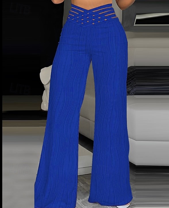 Per donna Gamba larga Chinos Moda Streetwear Lunghezza intera Vita Alta Semplice Fascia Elastica Comodo Morbido Confortevole Elasticizzato Formale All'aperto Vacanza Nero Bianco Giallo Rosa Primavera del 2025 a $24.99 –P3