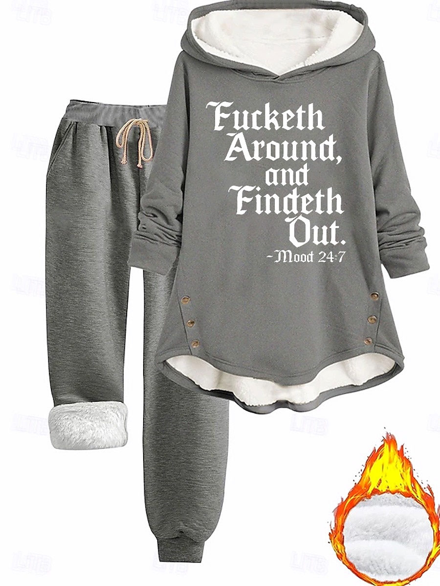 نسائي يوميا قبعة كم طويل مع قبعة الرسم أحرف رباط طباعة فضفاض مناسب للبس اليومي وردي بلاشيهغ أزرق رمادي الخريف عادي 2025 - $47.99 –P2