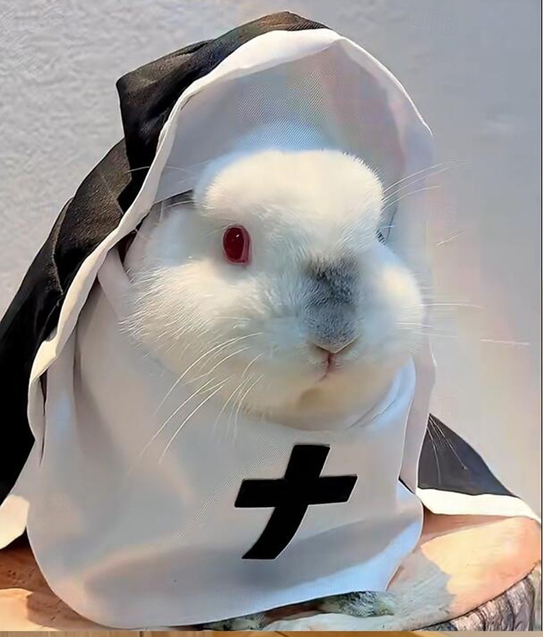 1dílný vtipný kostým jeptišky pro kočky a malé psy | černý hábit s bílým límcem a křížkem, nastavitelný | ideální na Halloween, večírky a focení, střední/velká/malá velikost 2025 - $15.49 –P7