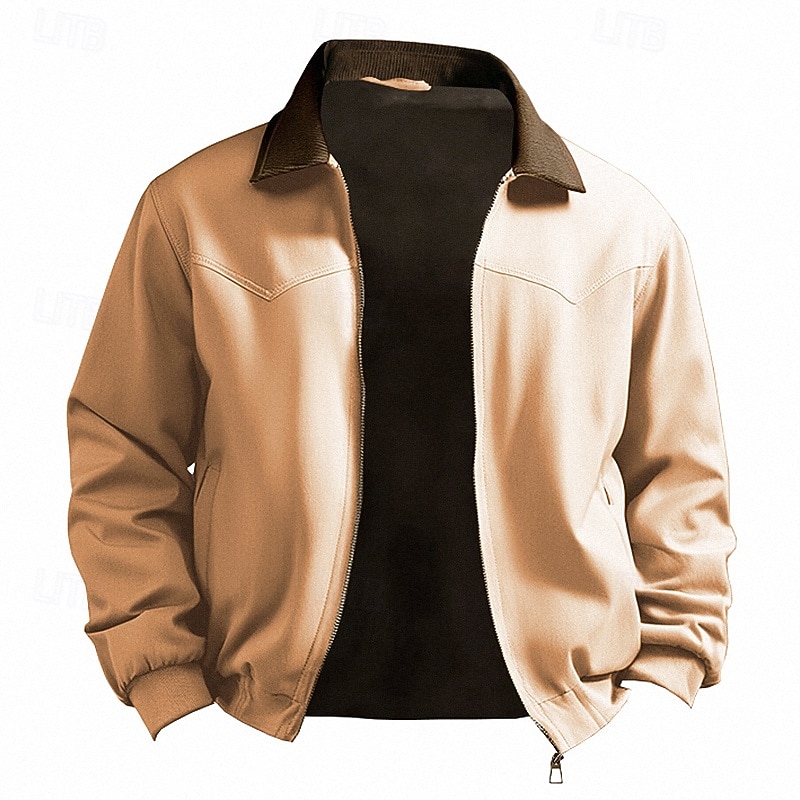 Homens Jaqueta Carga Jaqueta casual Férias Diário Respirável Bolsos Outono Inverno Tecido Moda Clássico Lapela Padrão Preto Marron cáqui Casaco de 2025 por $51.99 –P11