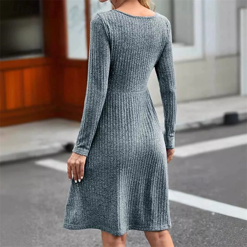 Dam Mini klänning Vardagsklänning Elegant Mode Modern Utomhus Dagligen Utekväll Normal Slät Långärmad Enaxlad Rubinrött Grå Vår Höst 2025 - $21.99 –P2