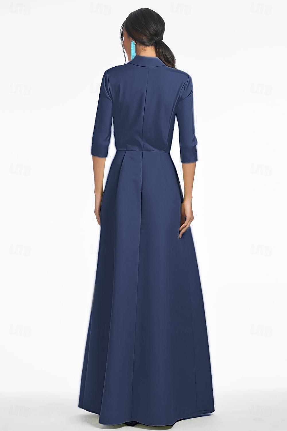 Linia -A Lungime Podea Rochii Tip Cămașă Rochie pentru invitata de nunta Rochie formala Rochie Mama Miresei Manșon Lung Guler Cămașă Elegant Epocă Nuntă Oficial Satin cu Imprimeu Floral 2026 - $183.99 –P3