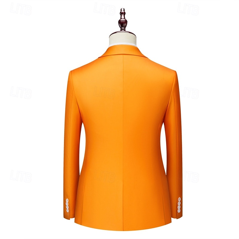 Homme Blazer Affaires Cocktail Fête de mariage Mode Occasionnel Printemps Automne Polyester Uni Avec Poches Boutons Confortable Double Boutonnage veste Noir Blanche Jaune Rose Claire de 2025 ? $71.99 –P12