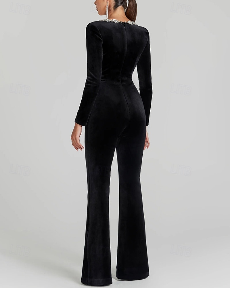 Női Szabályos Jumpsuitek Utcai sikk Tömör szín Hosszú ujj Szögletes Utca Napi Normál Fekete Ősz 2025 - $39.99 –P4