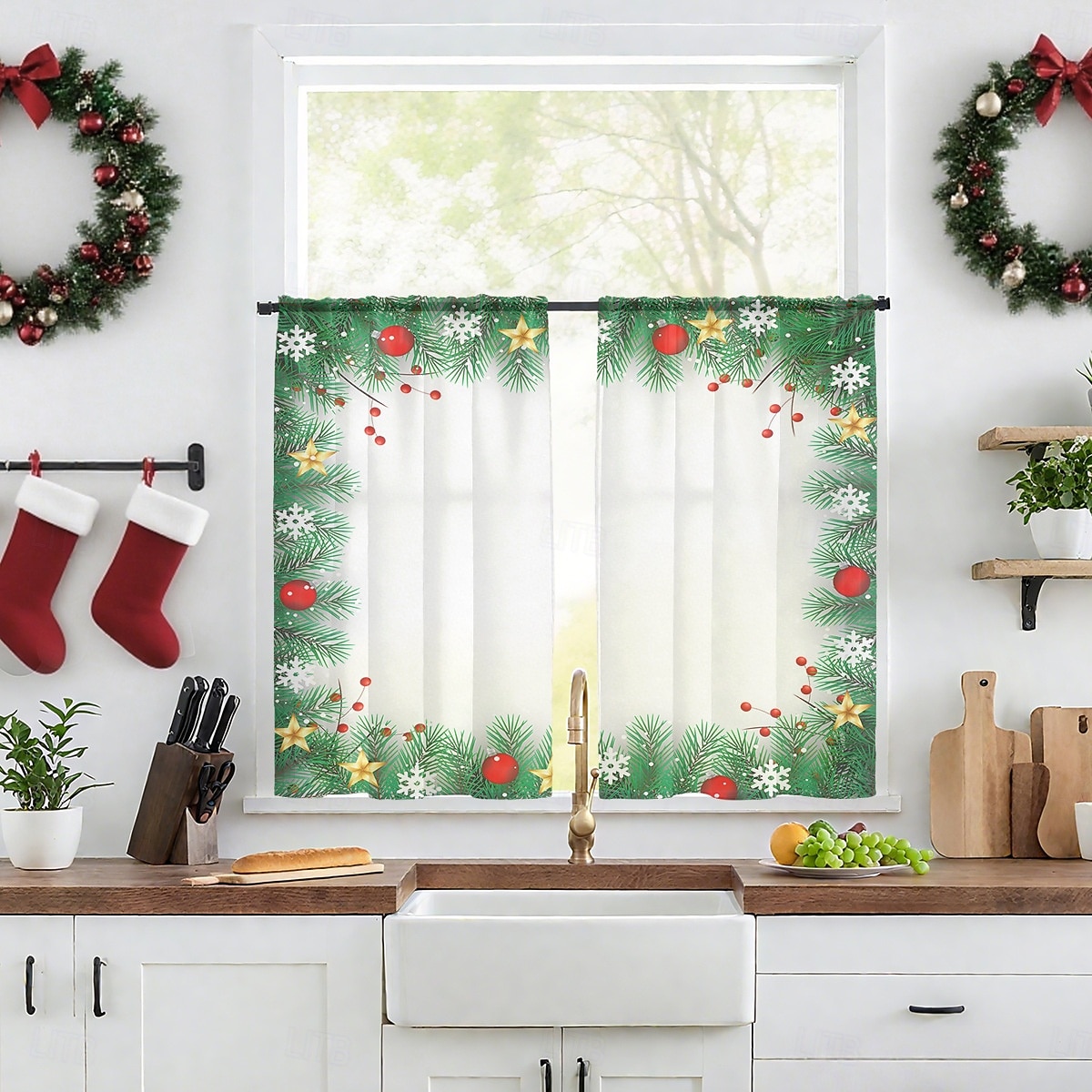 1 st ny julserie transparent gardin, 3D digitaltryckt stångficka fönstervoile, sovrum &vardagsrumsdekoration, direkt från fabriken 2025 - $12.49 –P4