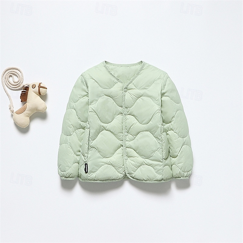 Kinder Mädchen Daunenjacke Daunenjacke Einfarbig Niedlich Tasche Knöpfe Schule Mantel Oberbekleidung 4-12 Jahre Winter Schwarz Hellgrün Rosa 2025 - $116.99 –P8