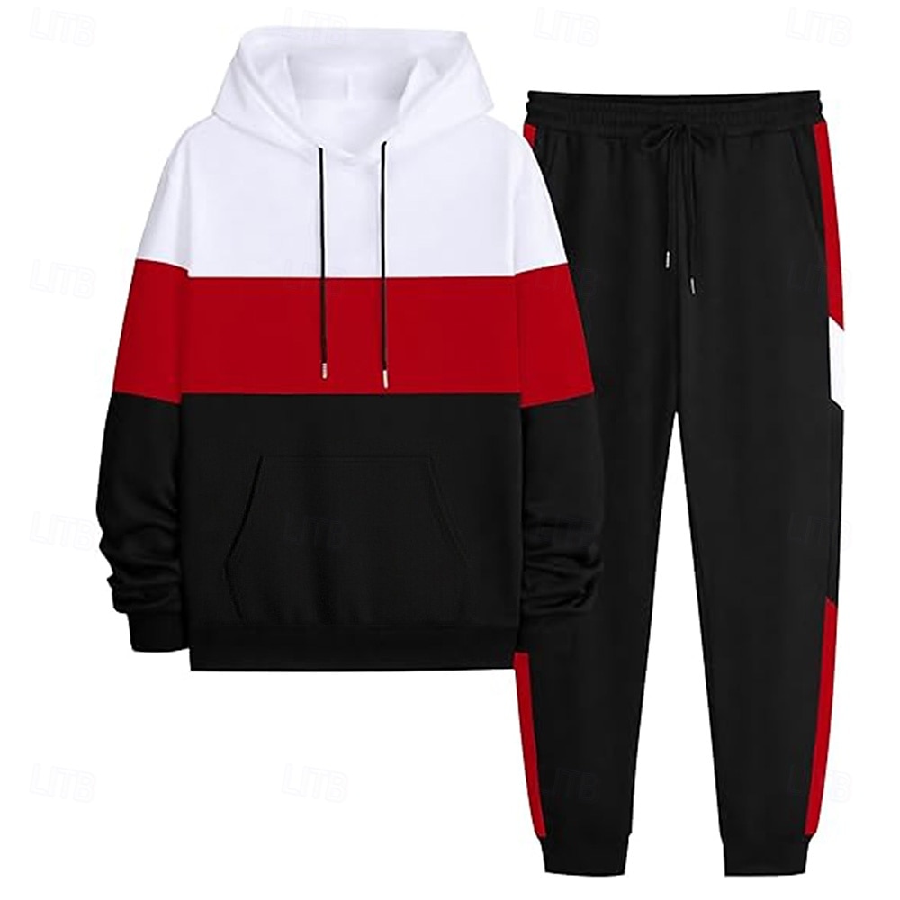 Férfi Színes Vízszintes csíkok 2db 3D pulóver készletek Tracksuit Kapucnis pulóver Hosszú ujj Hosszú nadrág Kapucni Alkalmi Napi Hétköznapi Sportruházat Szabadság 3D nyomtatás Színes Tavasz Ősz Tél 2025 - $45.99 –P2