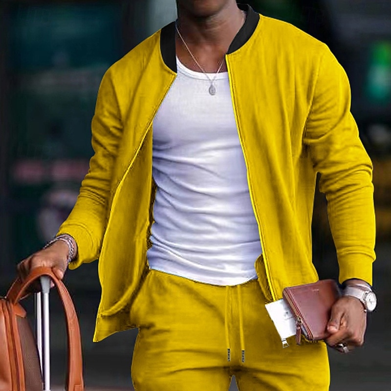 Per uomo Giacca Leggera Giacca Casual Vacanza Quotidiano Traspirante Tasca Primavera Autunno Blocco di colori Moda Classico Collo alla coreana Regolare Nero Giallo Rosso Blu marino Blu reale Giacca del 2026 a $24.99 –P2