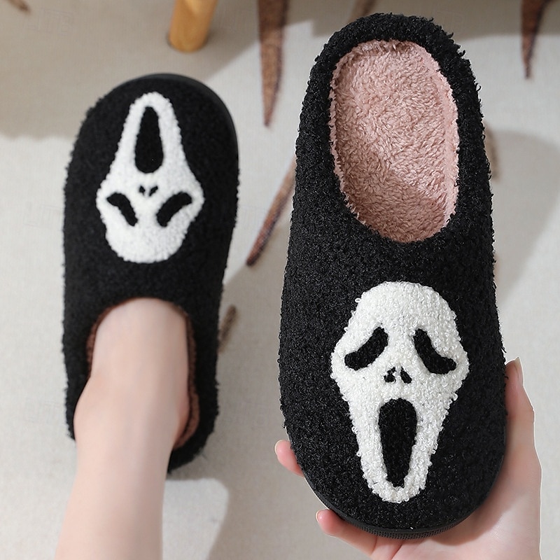 útulné podzimní halloweenské pantofle, roztomilé kreslené dýňové plyšové domácí boty, vtipné chlupaté domácí pantofle, teplé zimní domácí pantofle pro ženy a muže 2025 - $13.99 –P3