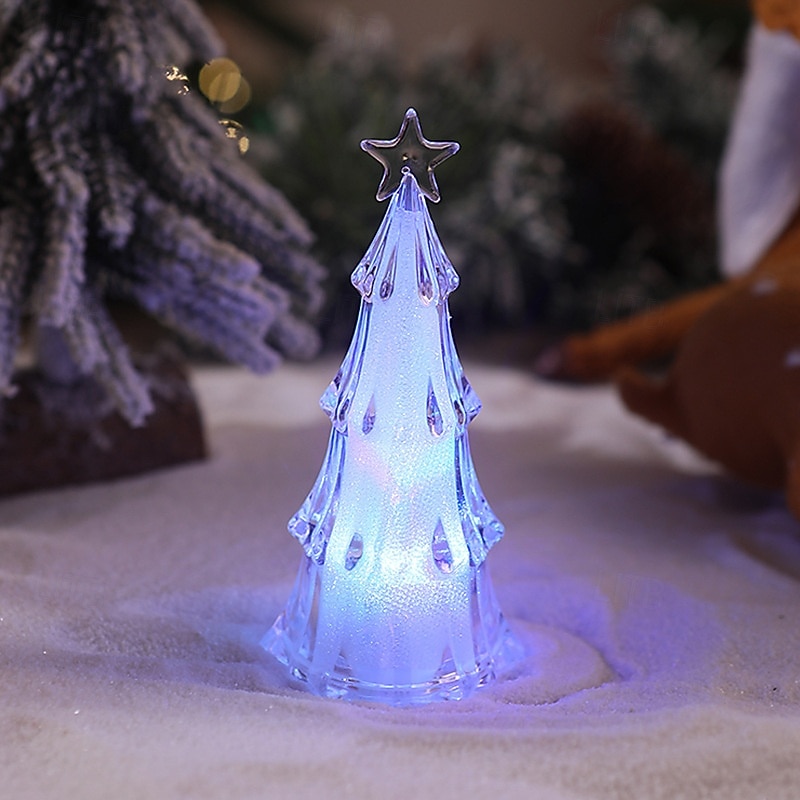 1 Pc 12.5 * 6CM Christmas Acrylic LED with Light Christmas Tree Night Light Indoor and Outdoor Party Desktop Decoration Ornament Light Colorful Warm Light AG10 * 3 Batteries 2025 - CAD $3.99 –P9