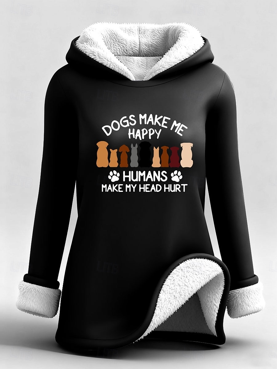 Damen Kapuzenpullover Druck Grafik Buchstabe Warm Lässig Sherpa-Fleece Langarm Mit Kapuze Normale Oberteile Lässig Straße Alltagskleidung Blau Schwarz Rosa Dunkelpink Rote Herbst Winter 2026 - $31.99 –P6