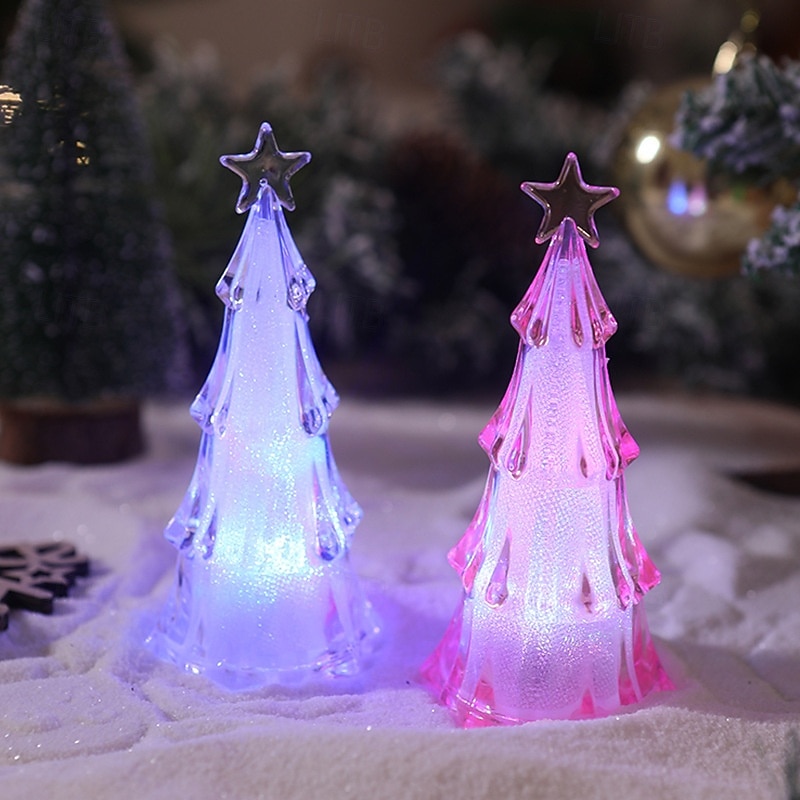 1 Pc 12.5 * 6CM Christmas Acrylic LED with Light Christmas Tree Night Light Indoor and Outdoor Party Desktop Decoration Ornament Light Colorful Warm Light AG10 * 3 Batteries 2025 - CAD $3.99 –P7