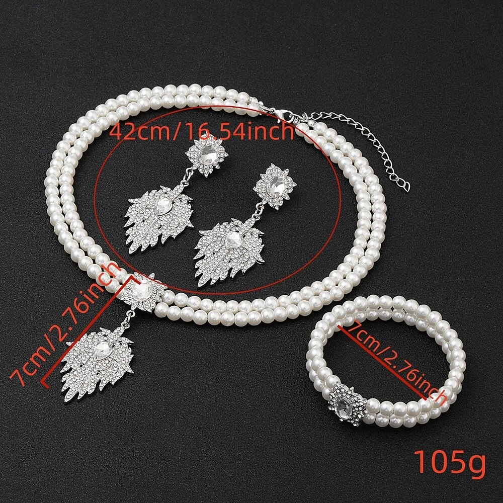 Women's Pearl Jewelry Set with Crystal Flower Accents - Vintage Gatsby Style Necklace, Earrings and Bracelet for 1920s Party and Cocktail Events 2025 - $19.99 –P3