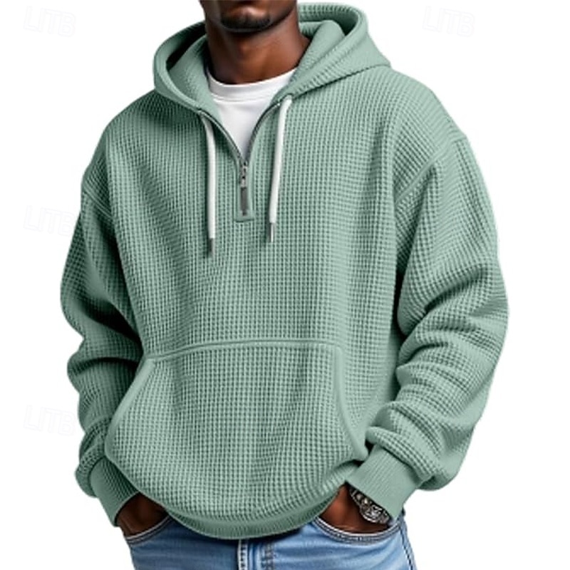 Per uomo Felpa con cappuccio Felpa con cappuccio a nido d'ape Felpa con cappuccio e zip corta Aalbicocca Bianco Verde chiaro Verde militare Rosso Con Cappuccio Semplice Tasca a marsupio Testurizzato del 2025 a $27.99 –P3