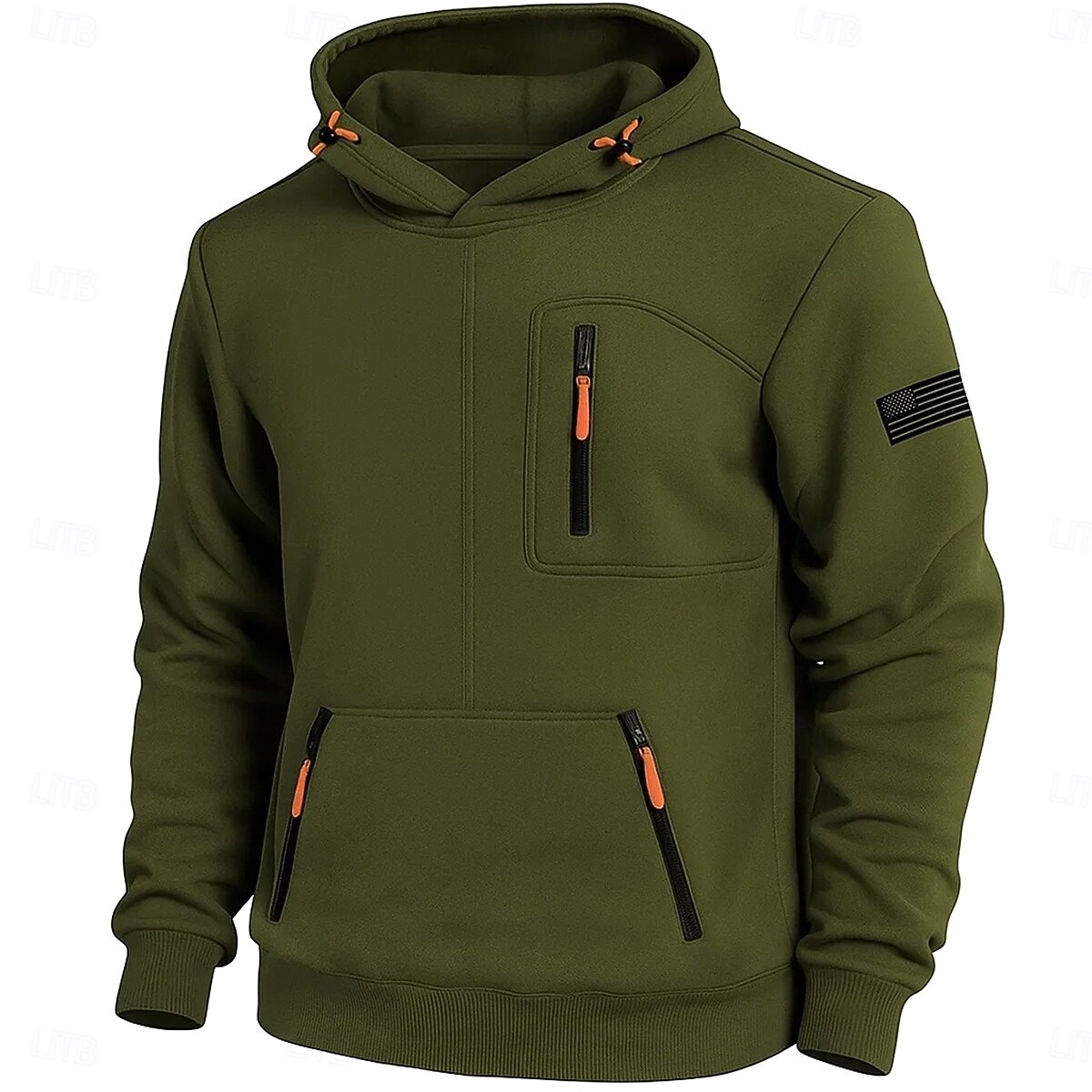 Hombre Sudadera Sudadera Con Capucha Sudadera táctica con capucha Negro Verde Ejército Azul Marino Gris Claro Con Capucha Plano Bandera estadounidense de los Estados Unidos Cremallera Deporte Casual 2025 - $23.99 –P4