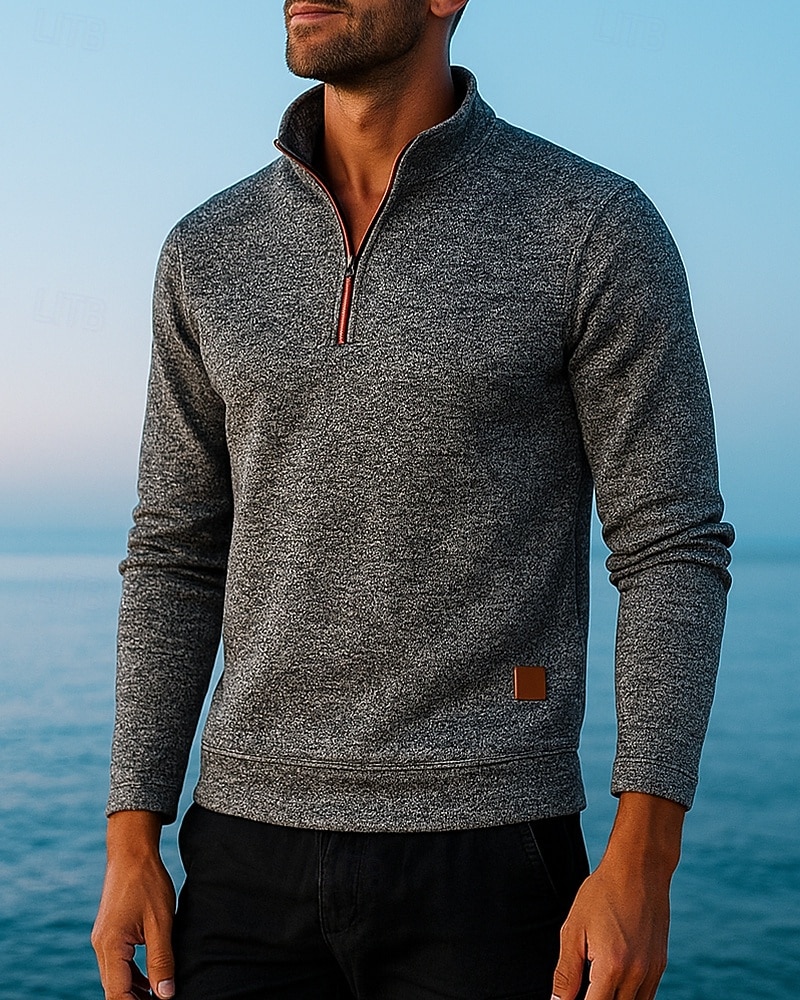 Per uomo cima dell'escursionismo Maglione con cerniera a un quarto Manica Lunga Collo alla coreana Maglietta Top Esterno Leggero Elastico Traspirante Inverno Zip a un quarto Poliestere Grigio scuro del 2025 a $7.49 –P3