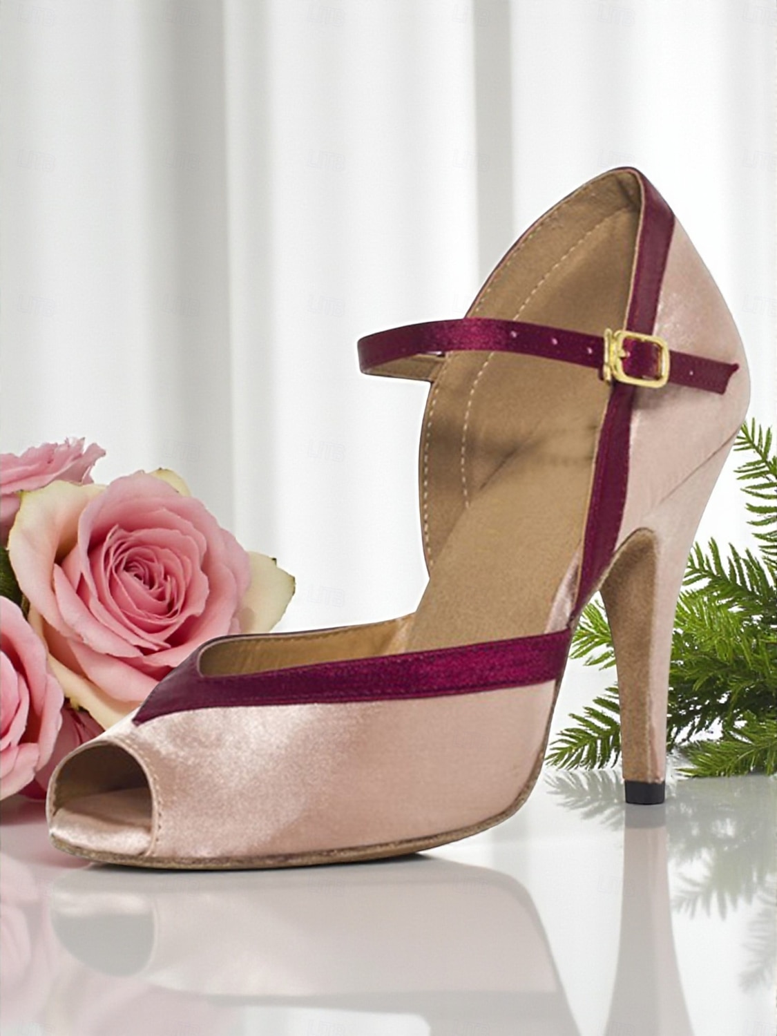 Damesko fra 1920-tallet med gatsby-sausko i sateng og latinamerikansk stil, vintage peep toe-sko med høy hæl og stropper, til selskapsdans og festarrangementer. 2026 - $64.99 –P3