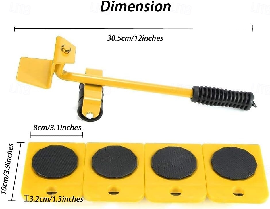 Nagy teherbírású bútoremelő 4 csúszkával, görgős mozgató eszközökkel kanapé hűtőszekrényhez, max. 150 kg / 330 font, könnyen átalakítható és átrendezhető a lakótér (sárga) 2026 - $20.99 –P8