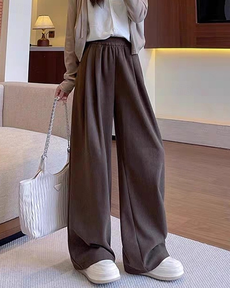 Per donna Pantaloni in Pile Gamba larga Pantaloni Moda Streetwear Lunghezza intera Vita Alta Semplice Elastico in vita Lavorato a maglia Caldo Confortevole Micro-elastico Streetwear Abbigliamento del 2025 a $27.99 –P7
