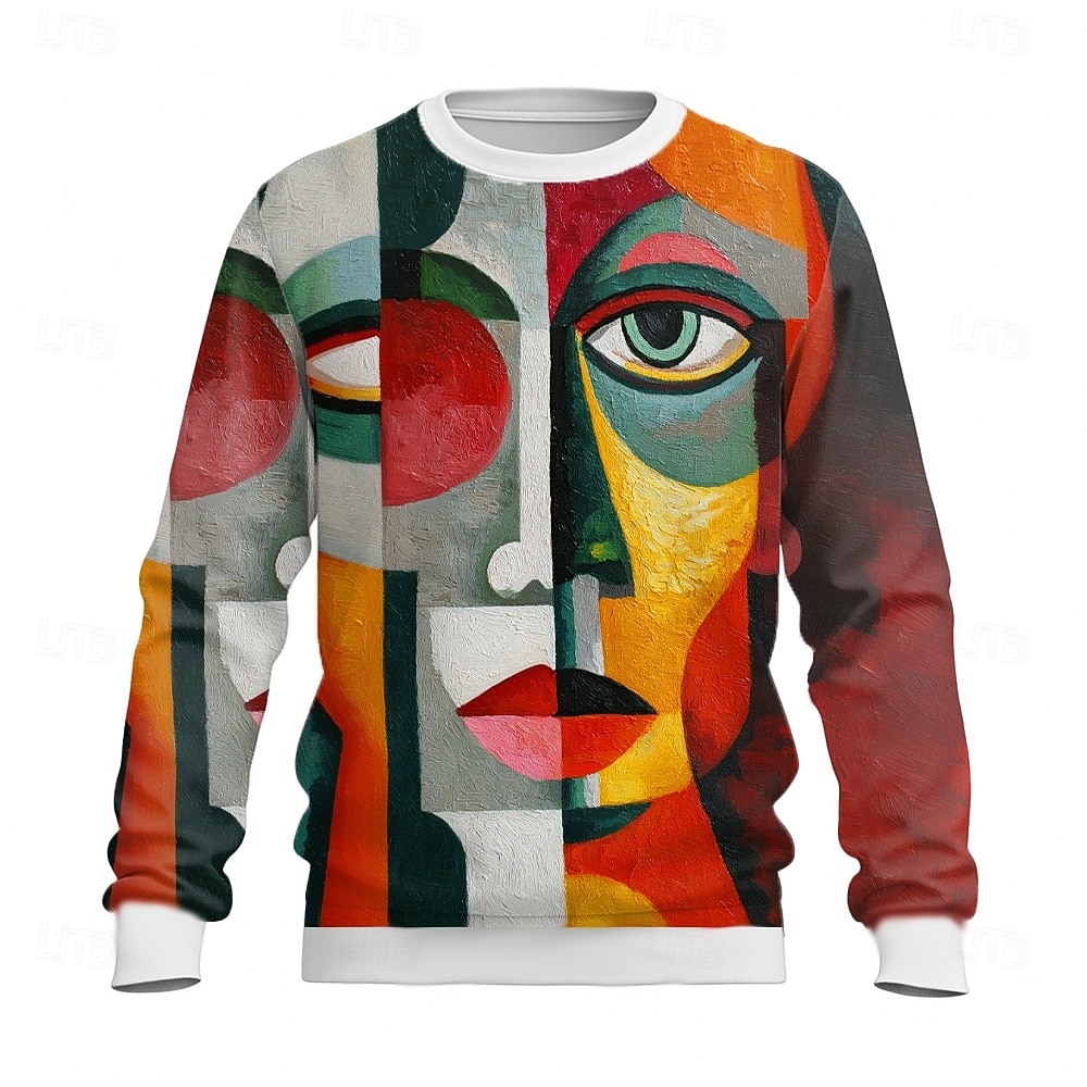 Męskie Abstrakcja Bluzy Codzienny Długi rękaw Półgolf Urlop Impreza Prezent Żółty Czerwony Fioletowy Wycięcie pod szyją 3D Na każdy sezon Projektant S M L XL XXL XXXL 2026 - $28.99 –P1
