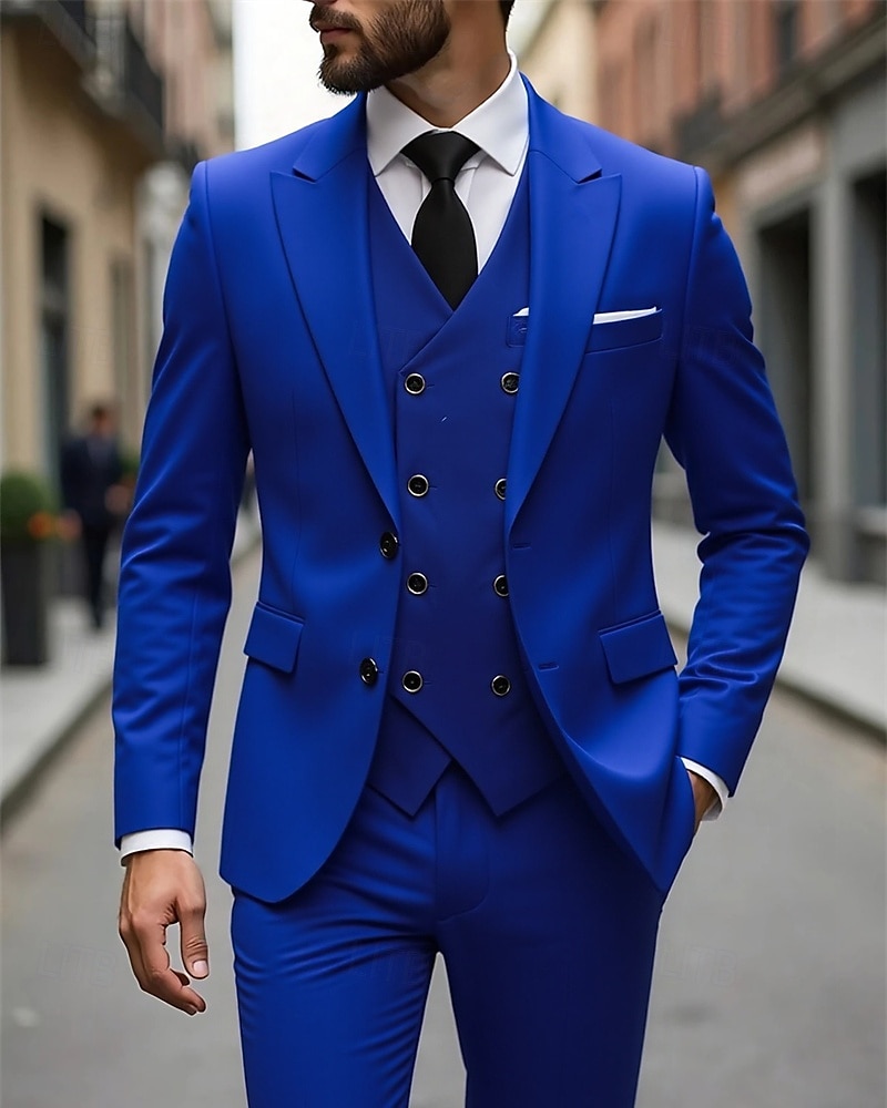 Men's Blazer+Vest+Dress Pants Blazer Vest Set Business Cocktail Party Wedding Party 3 Piece Fashion Casual Spring Fall Polyester Plain Pocket Buttons Comfortable Single Breasted Blazer Dark Gray 2026 - ZAR R1986 –P12