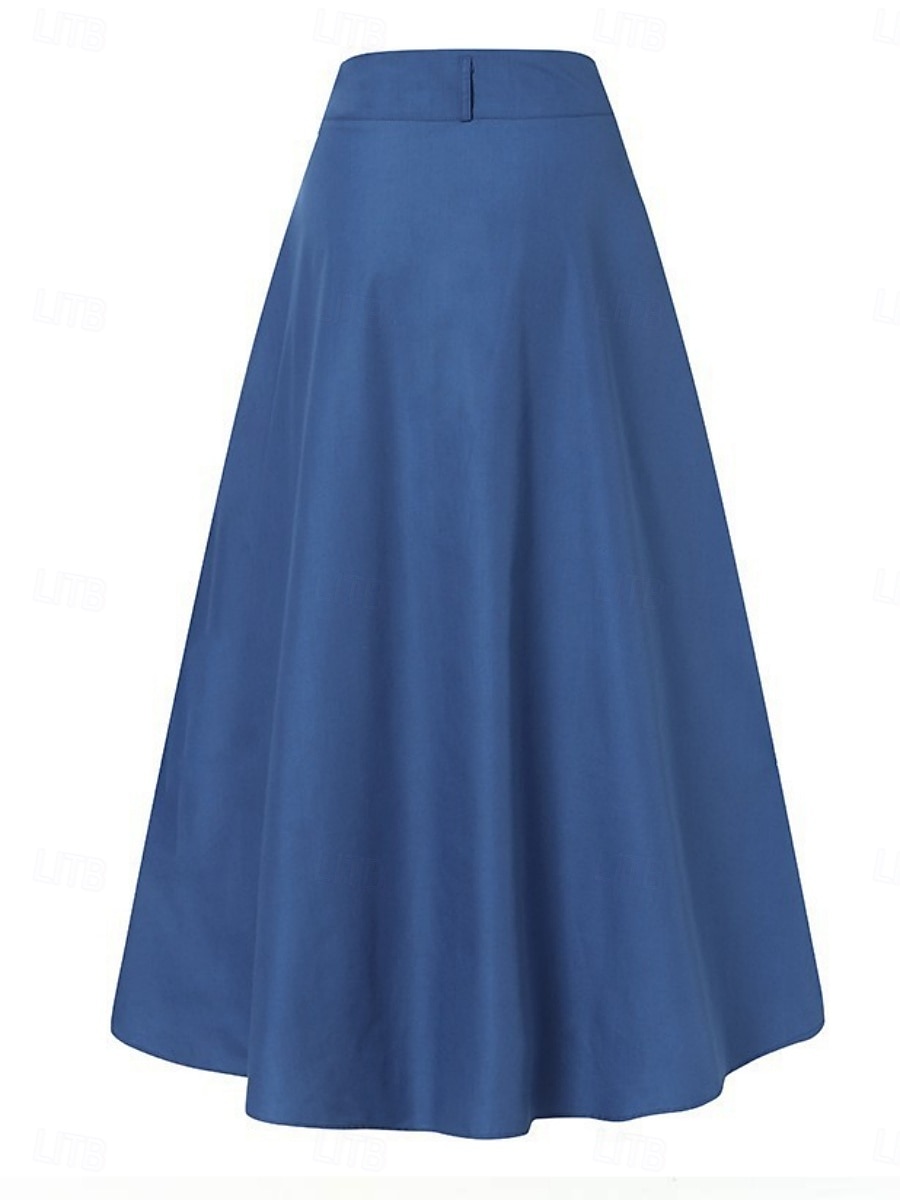 Pentru femei Fustă Linie A Modă Casual Maxi Talie Înaltă Fuste Simplu Buzunar Micro-elastic Stradă Zilnic Negru Roșu-aprins Albastru regal Primăvară Poliester 2025 - $35.99 –P3