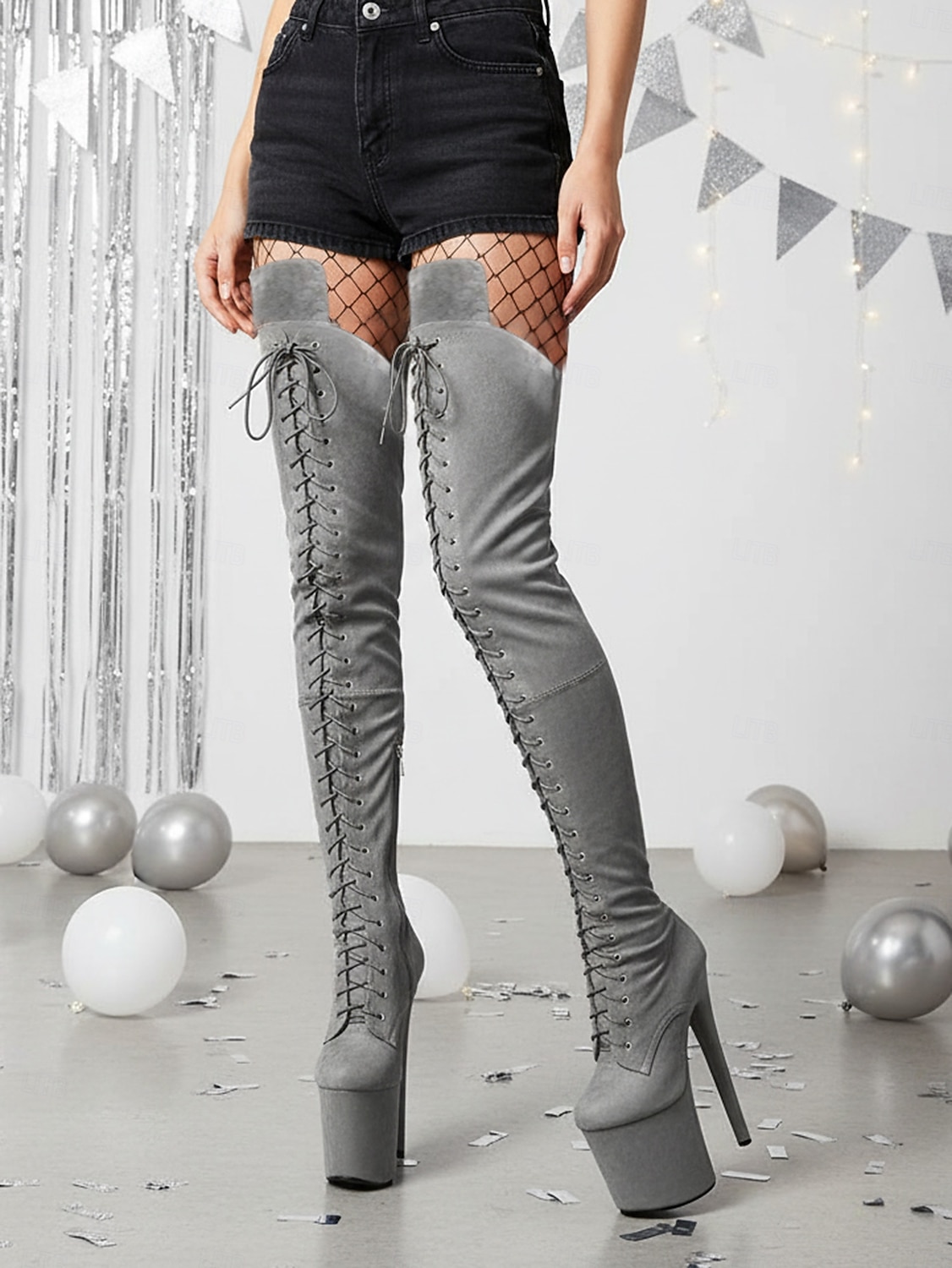 Damen-Overknee-Stiefel mit Plateausohle und Schnürung – Overknee-Stiefel mit hohem Absatz für Pole Dance für das Nachtleben und Partys 2026 - $149.99 –P4