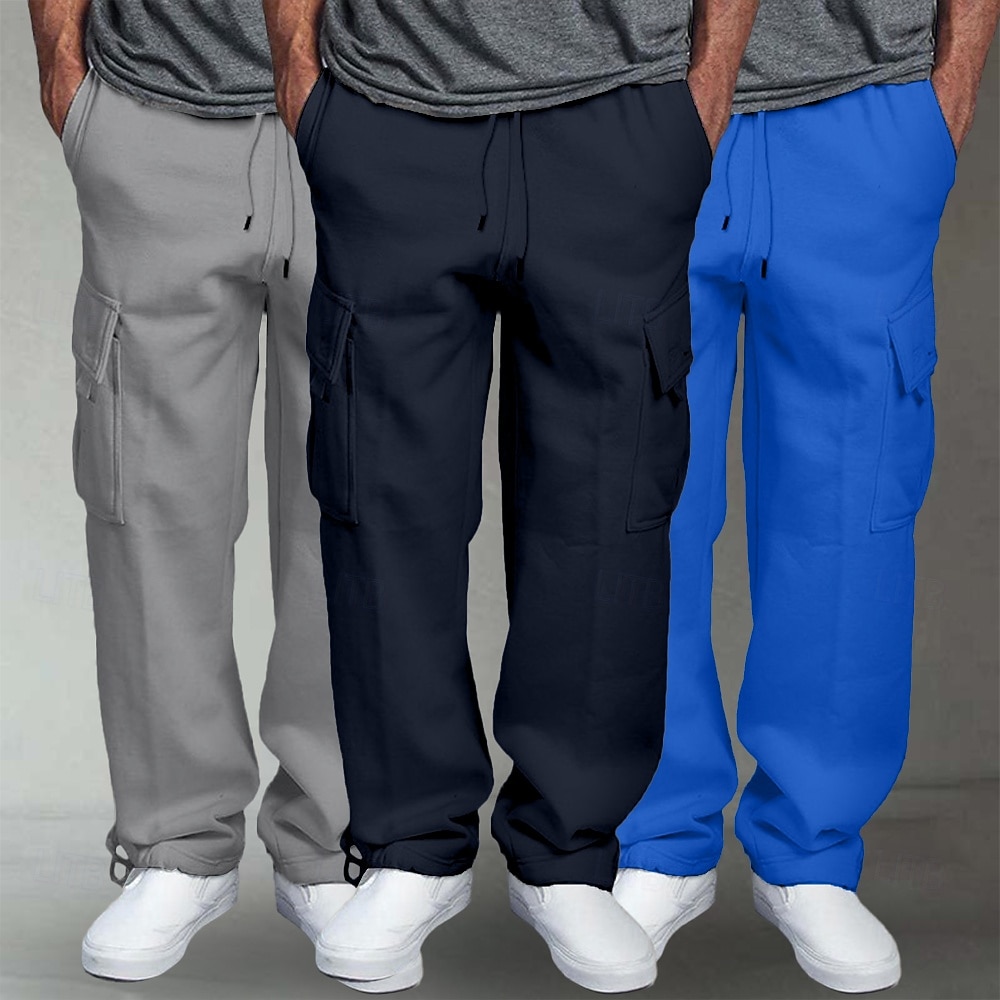 Per uomo Pantaloni da Tuta Cargo Pantaloni in Pile Joggers Pantaloni Pantaloni della tuta a gamba dritta Coulisse Elastico in vita Multi-tasche Tinta unica Antivento All'aperto Lunghezza intera del 2026 a $40.99 –P10