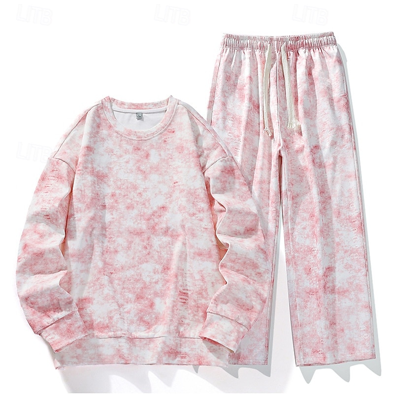 Herren Sweatshirt Trainingsanzug Outfit-Set Rundhalsausschnitt Outdoor Täglich Sport Kordelzug Tasche Druck Schwarz Weiß Rosa Polyester Sportkleidung Mode Streetwear Frühling 2025 - €59.58 –P8