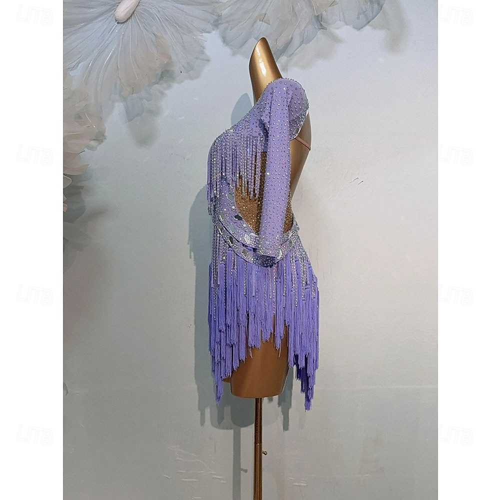 Danse Latine Robe Gland Épissage Femmes Performance Entraînement manche longue Haut Spandex de 2026 ? $412.69 –P2