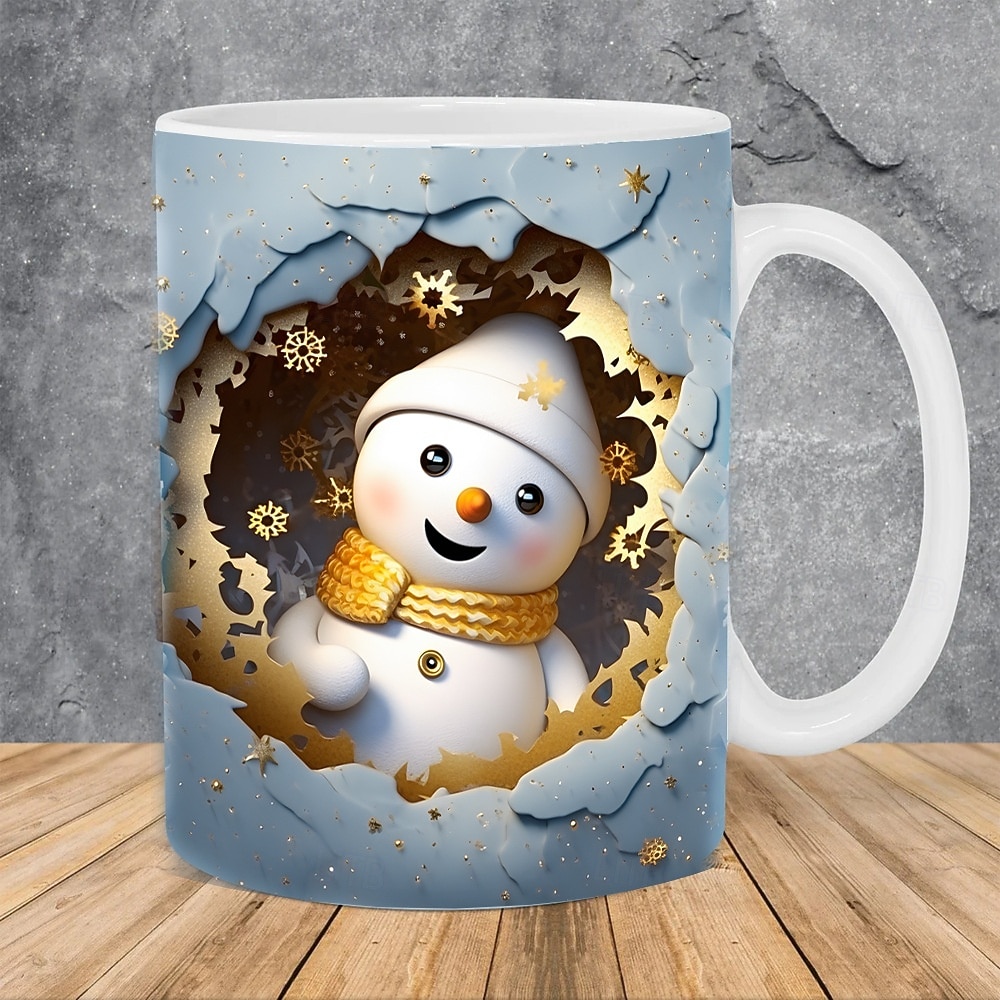 Cană cadou de Crăciun cu om de zăpadă 3D, 12 oz, ceașcă de cafea ceramică drăguță pentru sărbători, cană festivă de ceai cu ciocolată caldă pentru iarnă, petrecere de Crăciun, birou, decor de colecție 2026 - $13.99 –P9