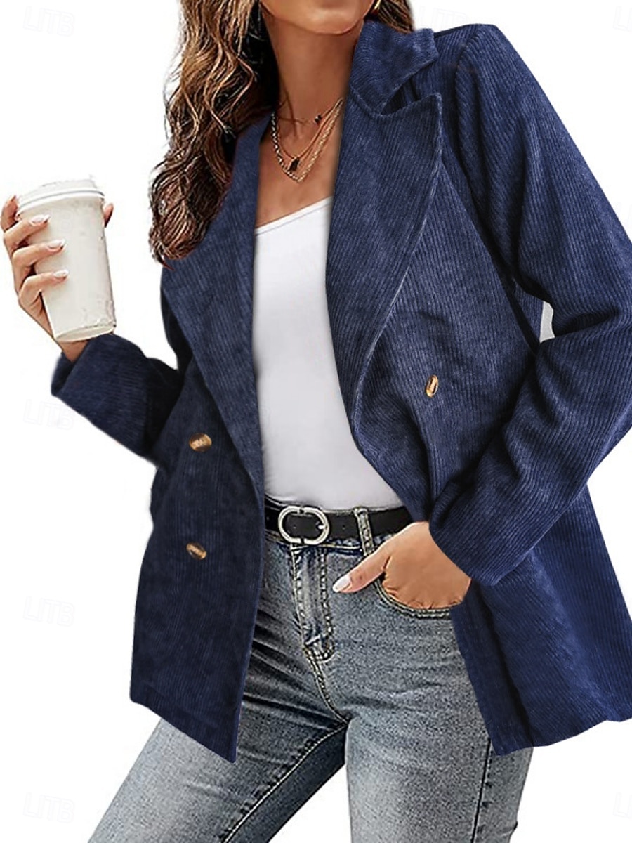 Γυναικεία Casual Jacket Άνετο Αναπνέει Τσέπη Κουμπιά Καθημερινό Σκέτο Διακοπές Δρόμος Causal Καθημερινά Ρούχα Μονόπετο Κανονικό Απορρίπτω Κανονικό Μακρυμάνικο Εξωτερικά ενδύματα Λευκό Θαλασσί Φούξια 2026 - $33.99 –P5