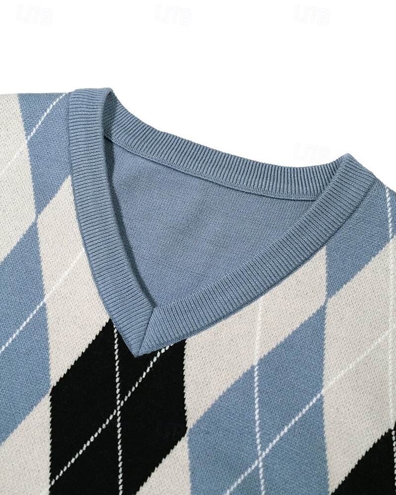 Homens Suéter de Natal camisolas de natal Pulôver suéter Suéter de malha Estriado Tricotar Tops regulares Tricotado Xadrez Gola Redonda Moda Básico Férias Roupa Diária Roupa Outono Inverno Azul Claro de 2026 por $33.99 –P3