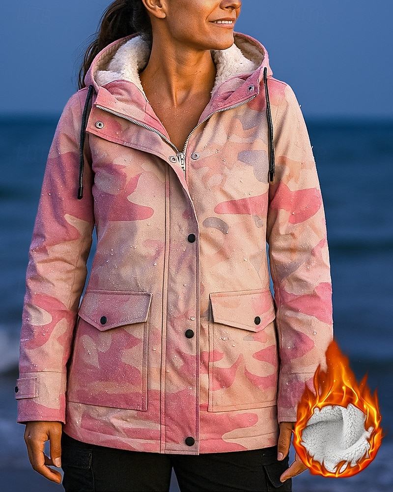 Damen Outdoorjacke Wanderjacke Fleecejacke Außen Fleece-Futter Wasserdicht Winddicht Wanderoutfits Wanderbekleidung Winter Herbst Jacke Jagd Ski / Snowboard Camping / Wandern / Höhlenforschung Tarnung 2026 - $48.99 –P1
