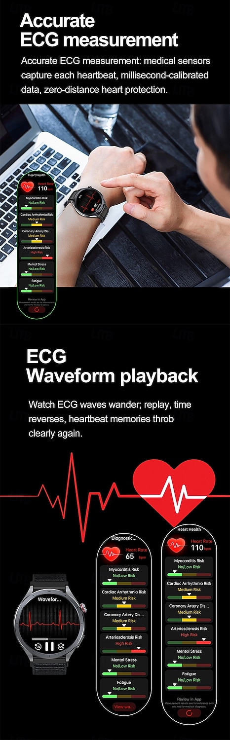 iMosi ET472 Reloj inteligente 1.53 pulgada Smartwatch Reloj elegante Bluetooth ECG + PPG Podómetro Recordatorio de Llamadas Compatible con Android iOS Mujer Hombre Llamadas con Manos Libres 2025 - $62.99 –P5