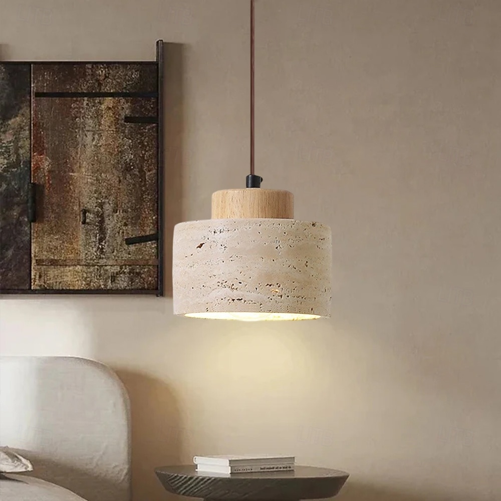 lampada a sospensione in pietra naturale nordica cilindro piccolo metà secolo moderno appeso 85-265v del 2025 a $67.99 –P13
