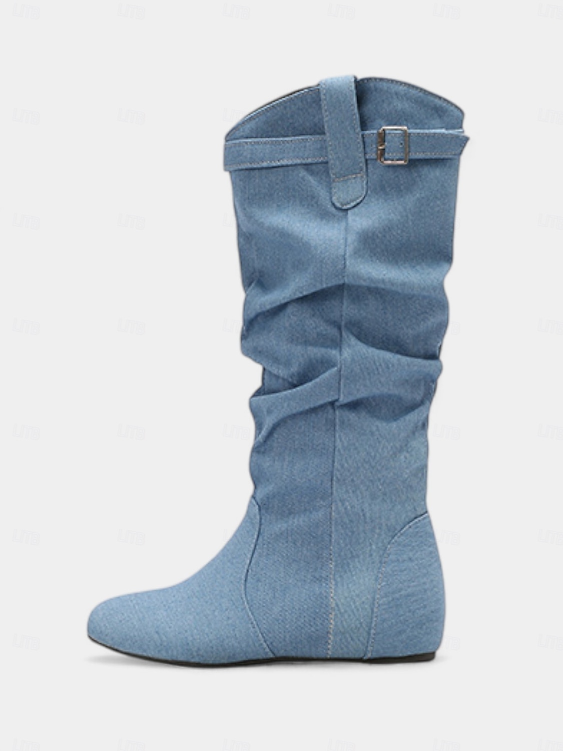 Dámské Boty Slouchy boty Jezdecké boty Denní Boty do lýtka Přezky Skryté pata Oblá špička Na běžné nošení Denim Umělá kůže Zip Fialová Světle hnědá Tmavěhnědá 2025 - $54.99 –P3