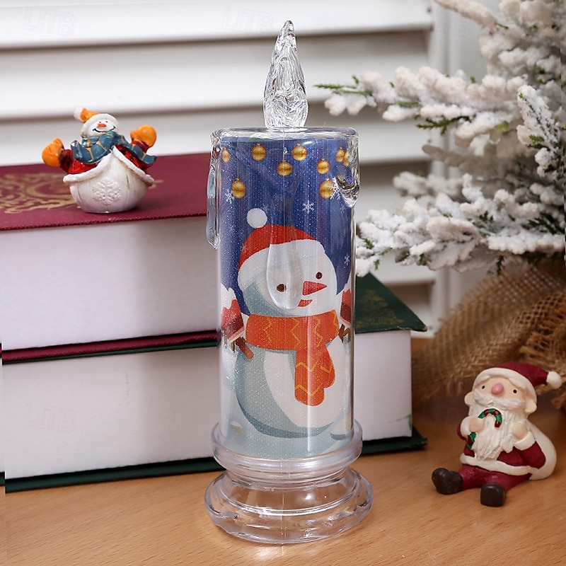 1 Pc 18 * 6.5CM Christmas with base LED electronic candle light party desktop decoration light ornament light Christmas tree Santa Claus reindeer snowman 2025 - CAD $3.99 –P6