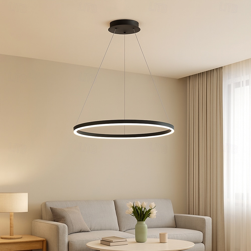 2026年 LED　ペンダント　ライト　40/60/80cm　1ライト　リングサークル　デザイン　調光可能　アルミニウム　塗装仕上げ　豪華　モダン　スタイル　ダイニングルーム　ベッドルーム　ペンダント　ランプ　110-240v　リモコン　調光可能  コレクション – CAD $235.05 –P3