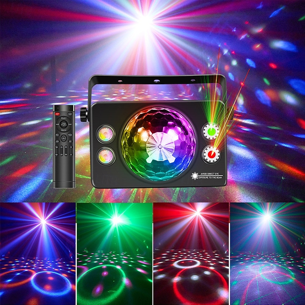 Luces de fiesta 4 en 1, bola de discoteca para DJ con sonido activado y 6 colores de iluminación, lámpara estroboscópica LED para escenario, para casa, sala interior, fiestas de baile, karaoke, club, 2025 - €80.17 –P4
