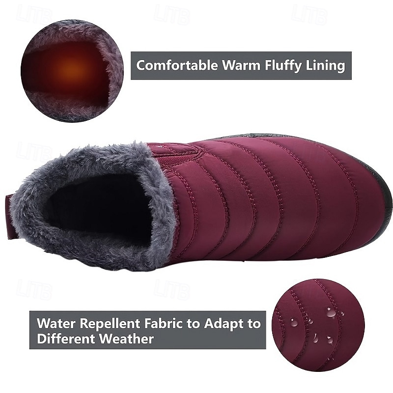dámské zimní zateplené nepromokavé kotníkové boty, zateplené fleecem podšité protiskluzové sněhule - ideální pro outdoorové aktivity, chladné počasí a sněhové podmínky 2026 - $26.99 –P4