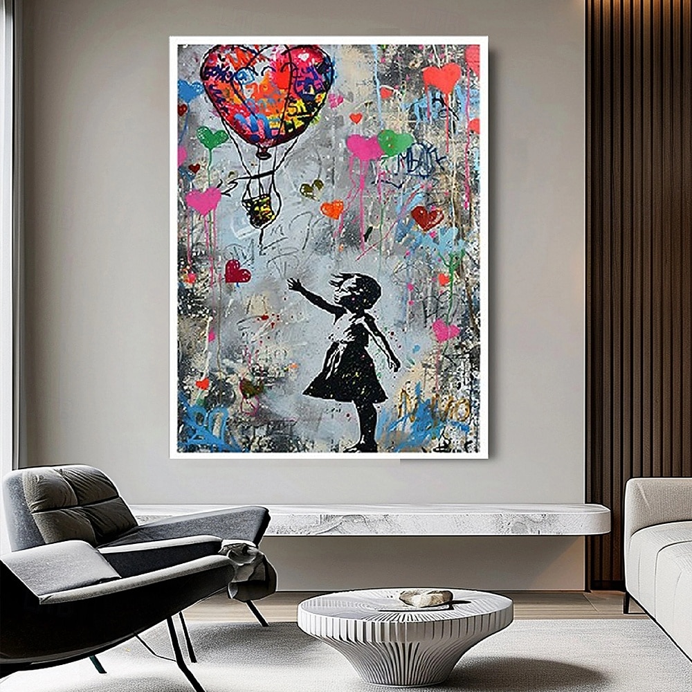Girl Graffiti oil painting hand painted pop art painting Famous Canvas   Girl Artwork painting   Balloon Canvas painting wall Decoration  artwork painting 2026 - $263.49 –P4
