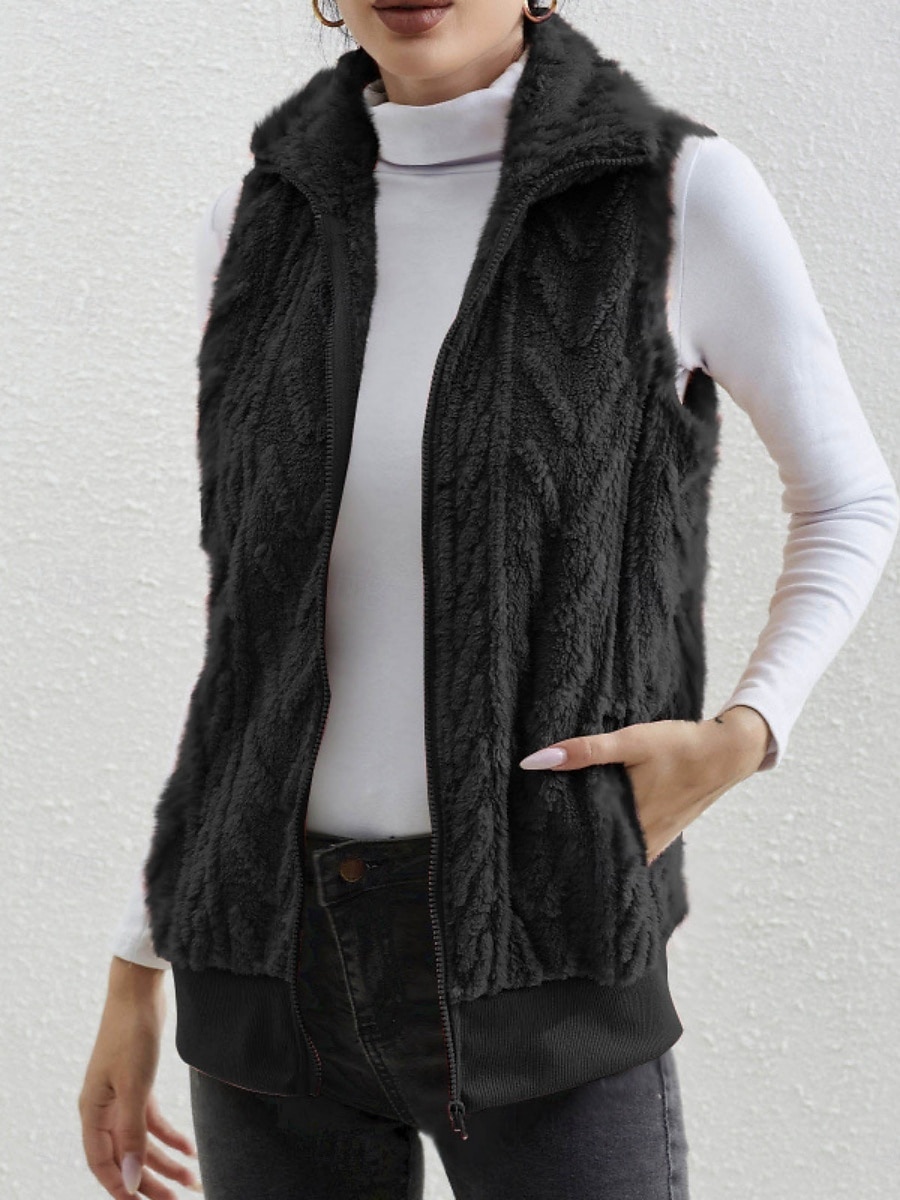 Femmes Gilet Confortable Respirant Fermeture éclair Avec Poches Occasionnel Uni Vacances Rue Occasionnel Tenue quotidienne Fermeture éclair Régulier Col Rabattu Coupe régulière Sans manches Vêtements de 2026 ? $33.99 –P6