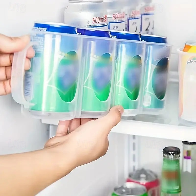 2025年 4つのコンパートメントを備えた透明なプラスチック缶収納ボックス、キッチンカウンター、キャビネット、冷蔵庫用のポータブルソーダ缶オーガナイザー、キッチン収納容器とアクセサリー  コレクション – $8.99 –P3