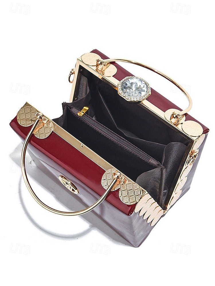 Women's Burgundy Patent Leather Evening Handbag with Gold Handle, Vintage Gatsby Style Purse for Cocktail Parties, Weddings and Formal Events 2025 - $26.99 –P7
