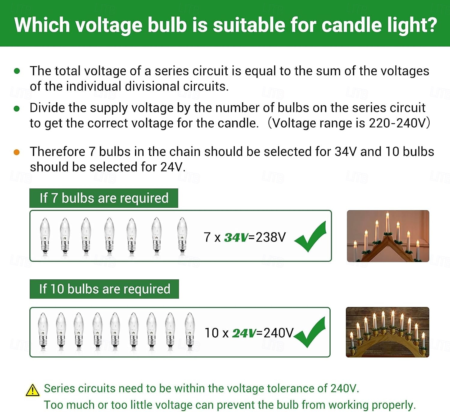 E10 34V 3W Candle Bulb with 7 Burn Points Replacement Bulb 30LM Warm White 2700K E10 Candle Bulb for Light Arches Christmas Trees String Lights10Pcs 2026 - $16.49 –P2