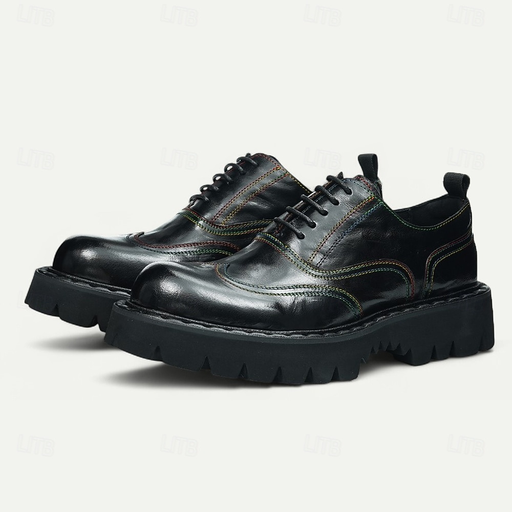 Herresko med burgunderfargede brogues og oxford-sko, klassiske snøresko for kontoret, banketter og spesielle anledninger 2026 - $119.99 –P3