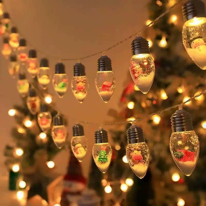 Guirlande lumineuse de Noël à ampoules, flocon de neige, sapin de Noël, 1,5 m, 10 LED, alimentée par piles, pour fête de Noël, fenêtre, balcon, porche de 2025 ? $15.99 –P5