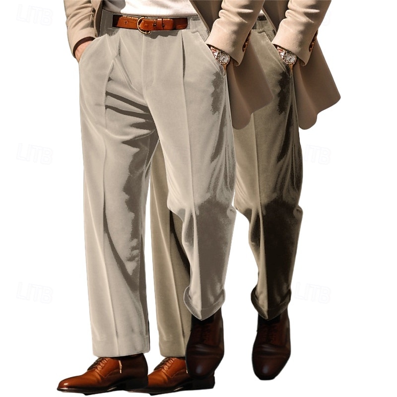 Ανδρικά Παντελόνια Παντελόνι επίσημο Φαρδύ παντελόνι Βελούδινο Παντελόνι Παντελόνια χορού Μπροστινή τσέπη Ισιο πόδι Πολυσυσκευασία Σκέτο Άνεση Πλήρες μήκος ΕΞΩΤΕΡΙΚΟΥ ΧΩΡΟΥ Επιχείρηση Καθημερινά 2026 - $28.99 –P5