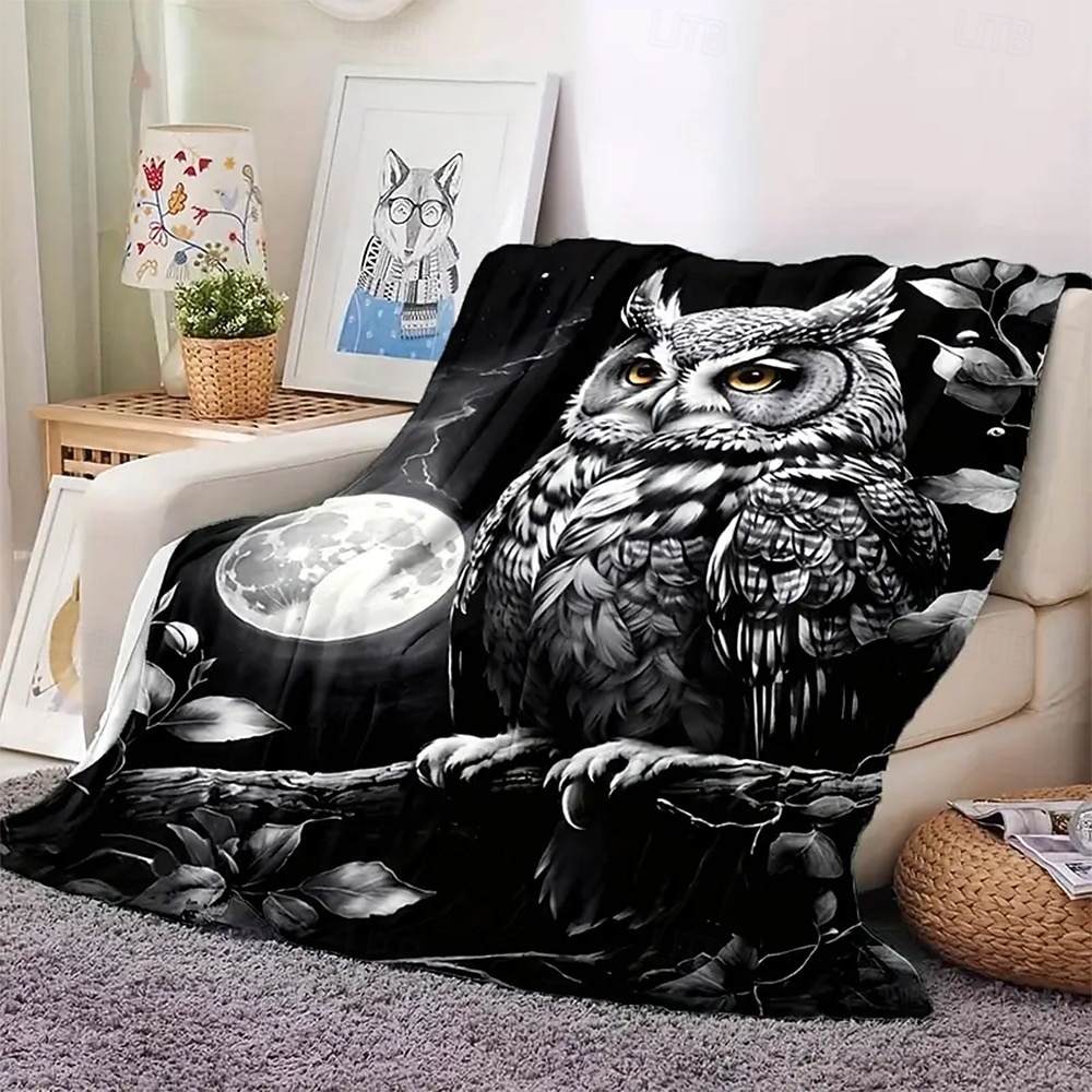 Mantas de vellón Manta para sofá Búho Animal 3D Arte Sofá Cama Manta decorativa Manta cálida Decoración del hogar 2026 - $19.49 –P4